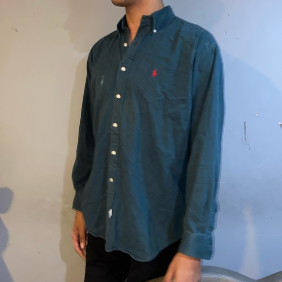 POLO GREEN BUTTON DOWN SHIRT - Picture 3 of 4